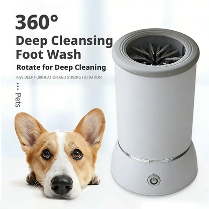 Rechargeable Automatic Pet Paw Cleaner with Soft Silicone Brushes - Portable Foot Washing Cup for Dogs and Cats