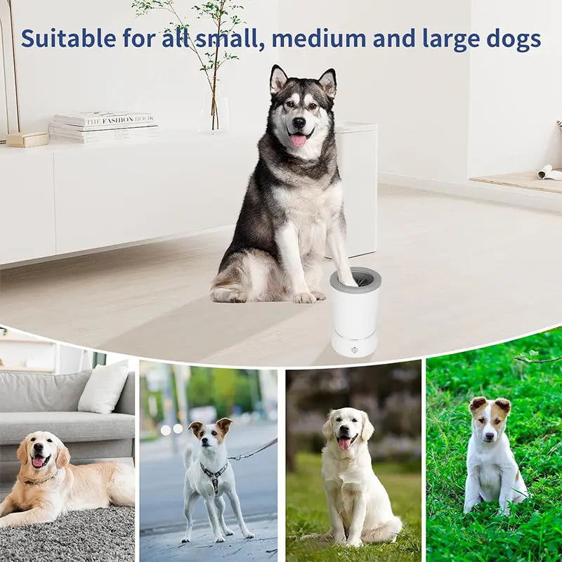 Rechargeable Automatic Pet Paw Cleaner with Soft Silicone Brushes - Portable Foot Washing Cup for Dogs and Cats