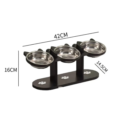 Elevated Pet Feeder with 15-Degree Tilted Bowls and Adjustable Height for Enhanced Feeding Comfort for Cats and Dogs
