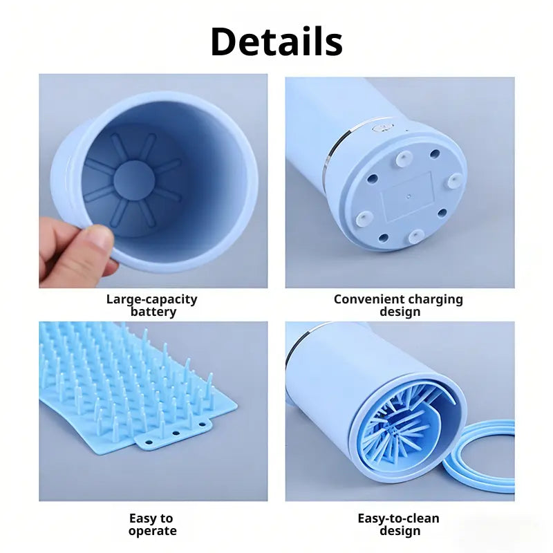 Rechargeable Automatic Pet Paw Cleaner with Soft Silicone Brushes - Portable Foot Washing Cup for Dogs and Cats