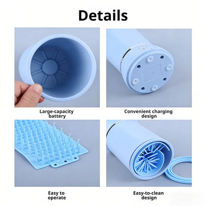 Rechargeable Automatic Pet Paw Cleaner with Soft Silicone Brushes - Portable Foot Washing Cup for Dogs and Cats