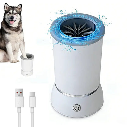 Rechargeable Automatic Pet Paw Cleaner with Soft Silicone Brushes - Portable Foot Washing Cup for Dogs and Cats