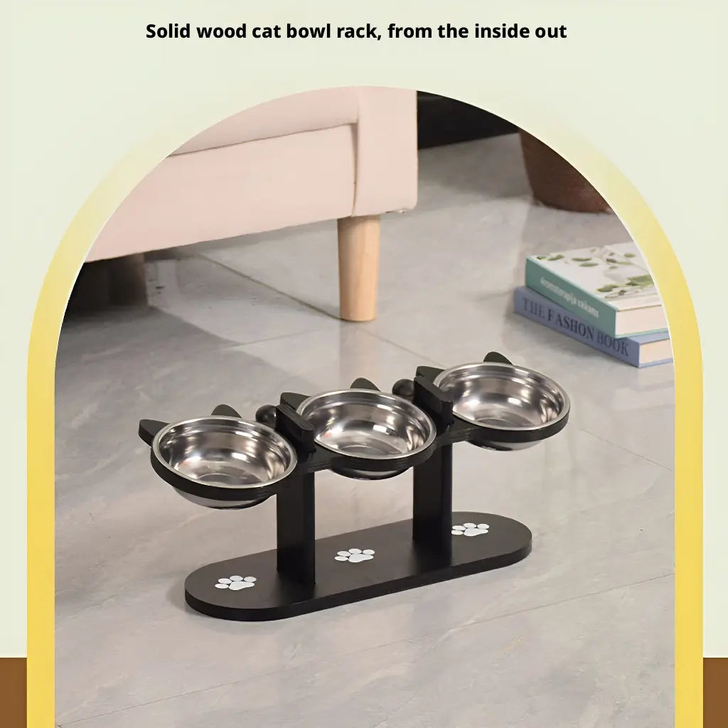 Elevated Pet Feeder with 15-Degree Tilted Bowls and Adjustable Height for Enhanced Feeding Comfort for Cats and Dogs