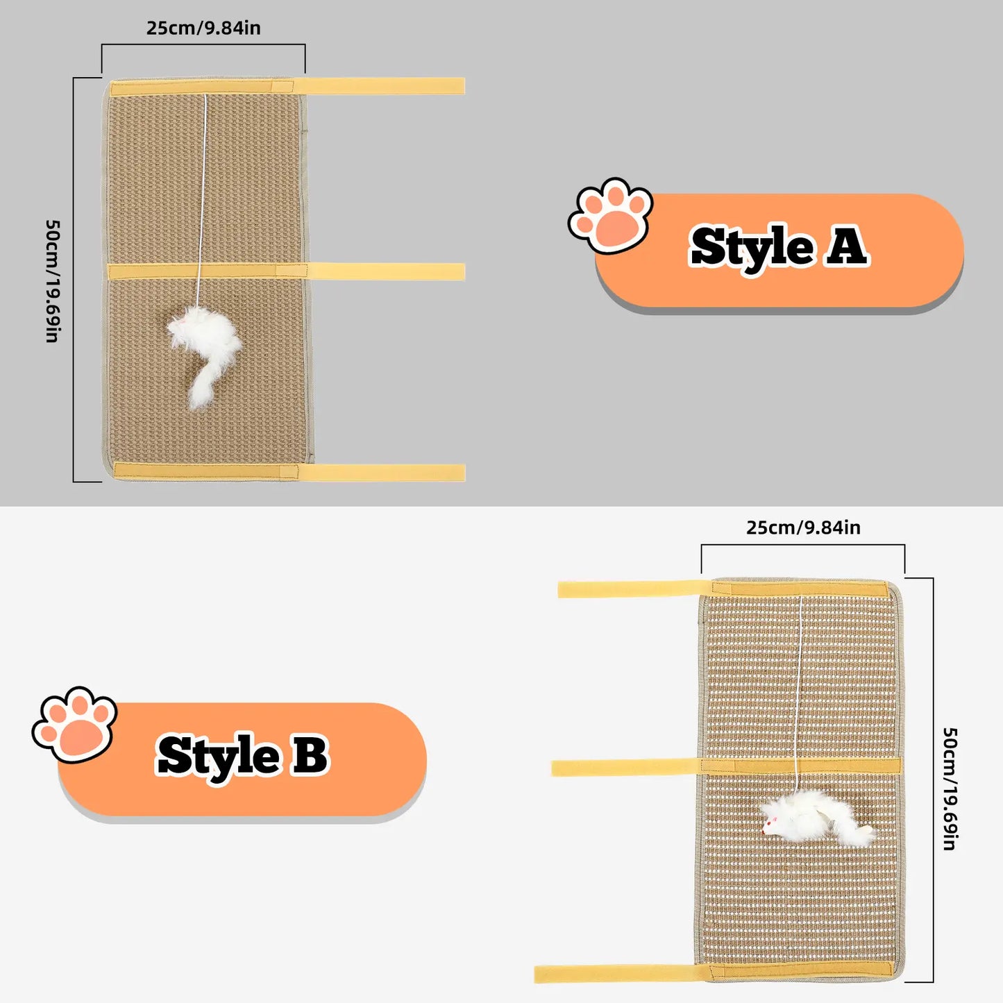 Pawaboo Cat Tree Restoration Mat | Natural Sisal Cat Scratcher with Bonus Hanging Toy - Ideal Gift for Cat Owners
