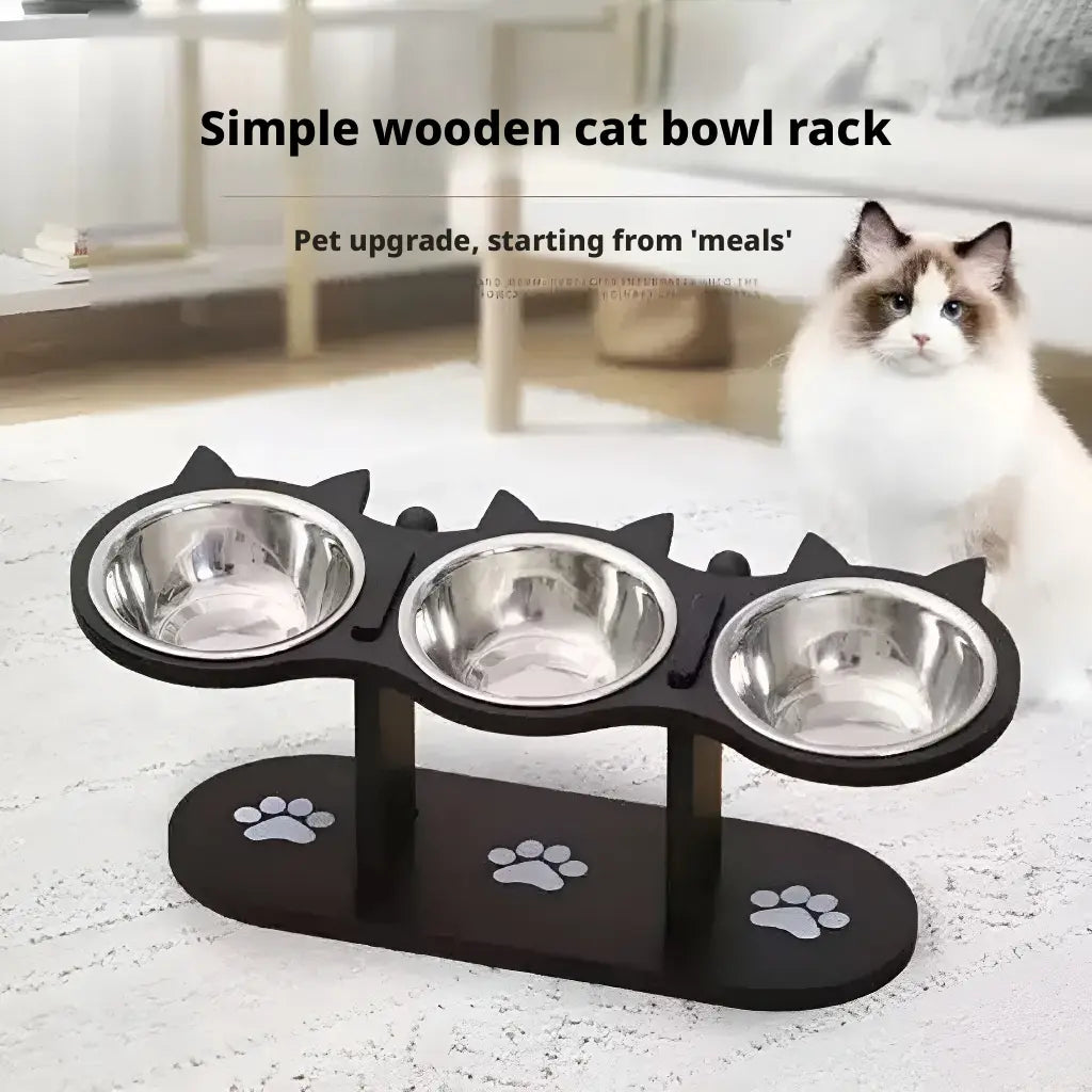 Elevated Pet Feeder with 15-Degree Tilted Bowls and Adjustable Height for Enhanced Feeding Comfort for Cats and Dogs