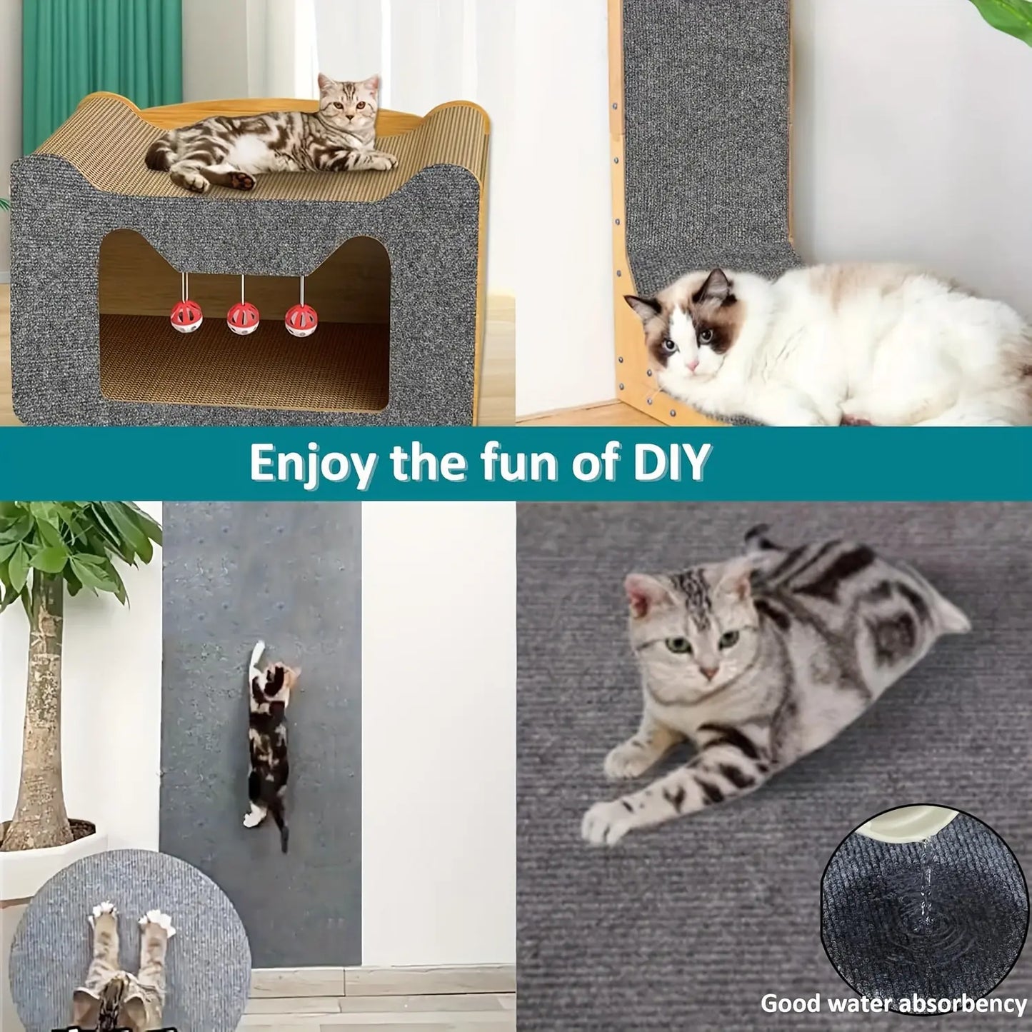 DIY Self-Adhesive Cat Scratching Pad - 40x100 cm Durable Wall and Sofa Protector