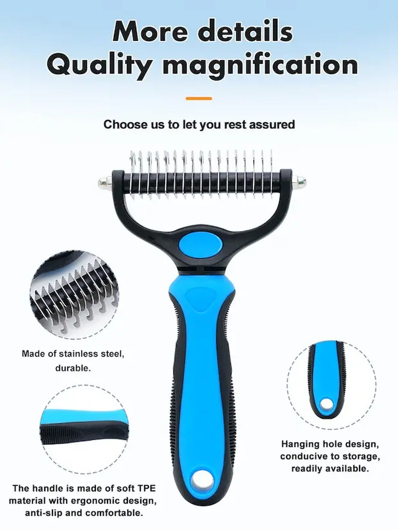Professional Dual-Sided Pet Grooming Brush for Dogs and Cats - Effective Shedding Tool for Regular Maintenance and Reduced Shedding